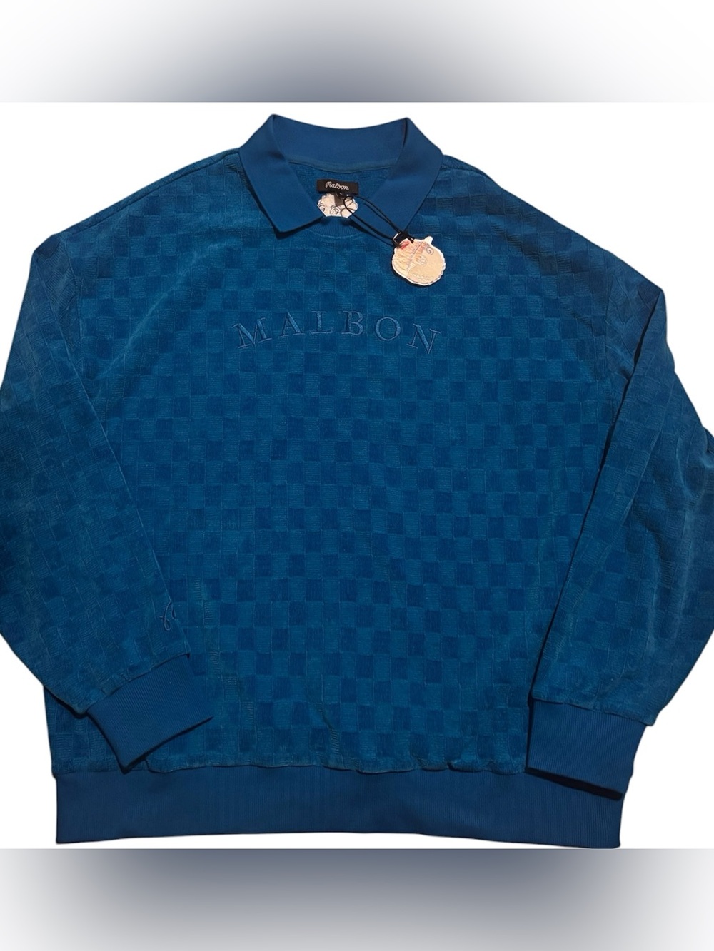 NWT Malbon Golf Malbon Yukon Fleece Golf Crewneck Sweater Royal Blue Size L